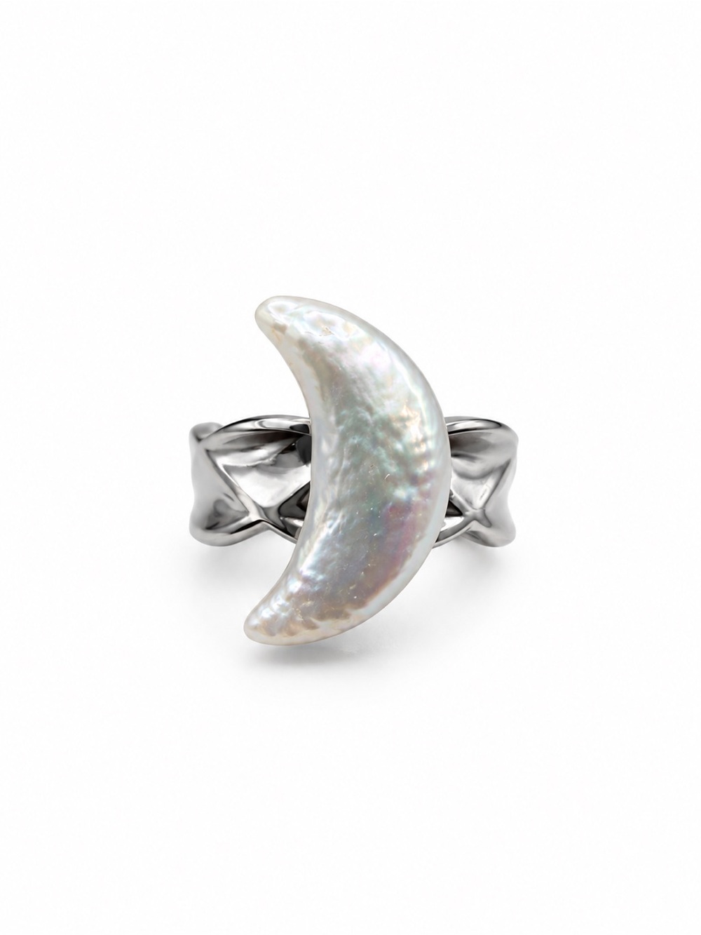 Pearl Moon Geometric Band Ring